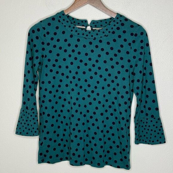 Boden Althea High Neck Flared Sleeve Polka Dot Blouse - Women’s US 4 - Picture 1 of 6